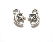 4pcs Tiny Moon Charms - MoonLight Supplies - Silver Moon Star Pendant Beads - Small Tiny Charms Miniature Silver Crescent Moon Beads