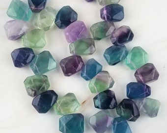 Fluorite carved heart Half top drilled STUNNING Blue Green Purple AAA microfaceted hearts briolettes Natural gemstone carving Charm earrings