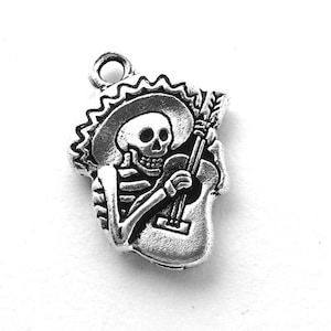1pcs Plata Azúcar Cráneo Encanto - Dia De Los Muertos Encanto - Día de los Muertos Abalorio - Tierra Cast Encanto Guitarra Cráneo Abalorios Cráneo Mexicano