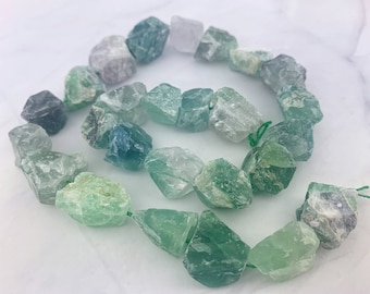2pcs Rainbow Fluorite Beads: Raw Crystal Nugget Gemstone Strand