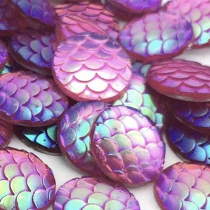 50st roze cabochon schijven groothandel - donkerroze AB 12 mm vis draak zeemeermin schaal platte achterkant lijm op sieraden maken leveringsbevindingen