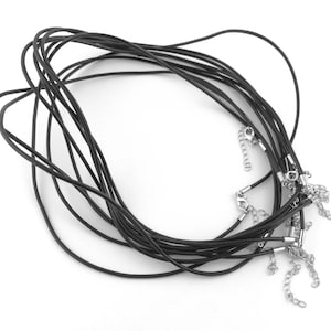 1pcs/10pcs Black Leather Cord Necklace - 18inch Necklace Supply - 18 inch Black Cord - Black Leather String Clasp - Men Jewelry Supply