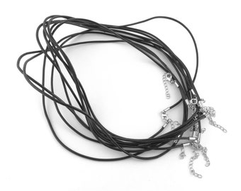 1pcs/10pcs Black Leather Cord Necklace - 18inch Necklace Supply - 18 inch Black Cord - Black Leather String Clasp - Men Jewelry Supply