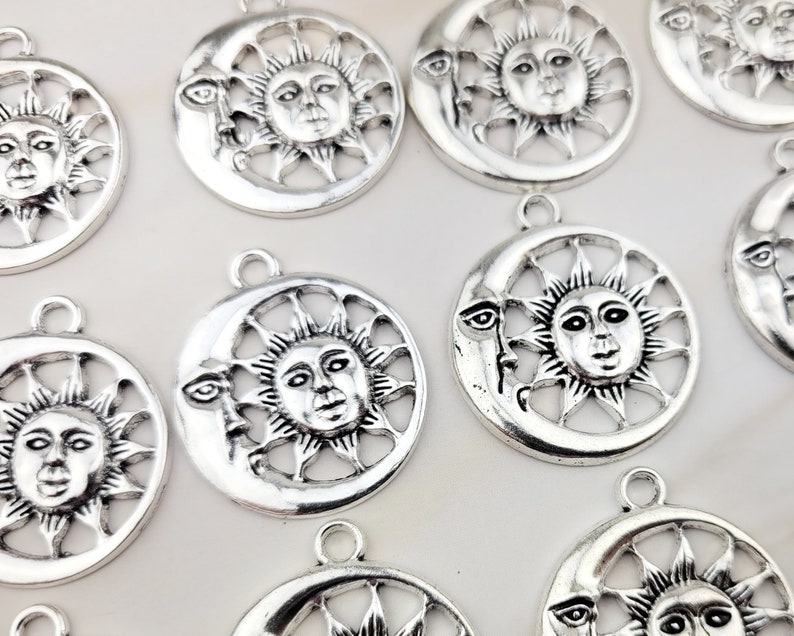 20pcs Sun and Moon Charms Moon Pendant Silver Charm - Etsy