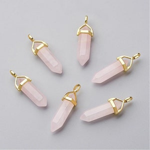 1pcs/10pcs Rose Quartz Pointed Bullet Pendant - Rose Quartz Pendulum - Rose Quartz Pendant - Crystal Pendulum