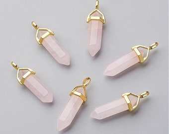 1pcs/10pcs Rose Quartz Pointed Bullet Pendant - Rose Quartz Pendulum - Rose Quartz Pendant - Crystal Pendulum