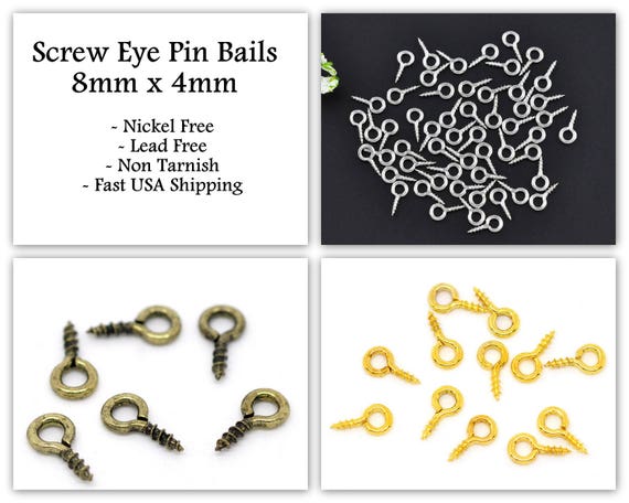 Black Eye Pin Connectors,eye Hook Screw Tiny Eye Screw,eye Hooks,screw  Bail,screw for Beads,jewelry Supply,wholesale Screw,eye Pin Clasps, 