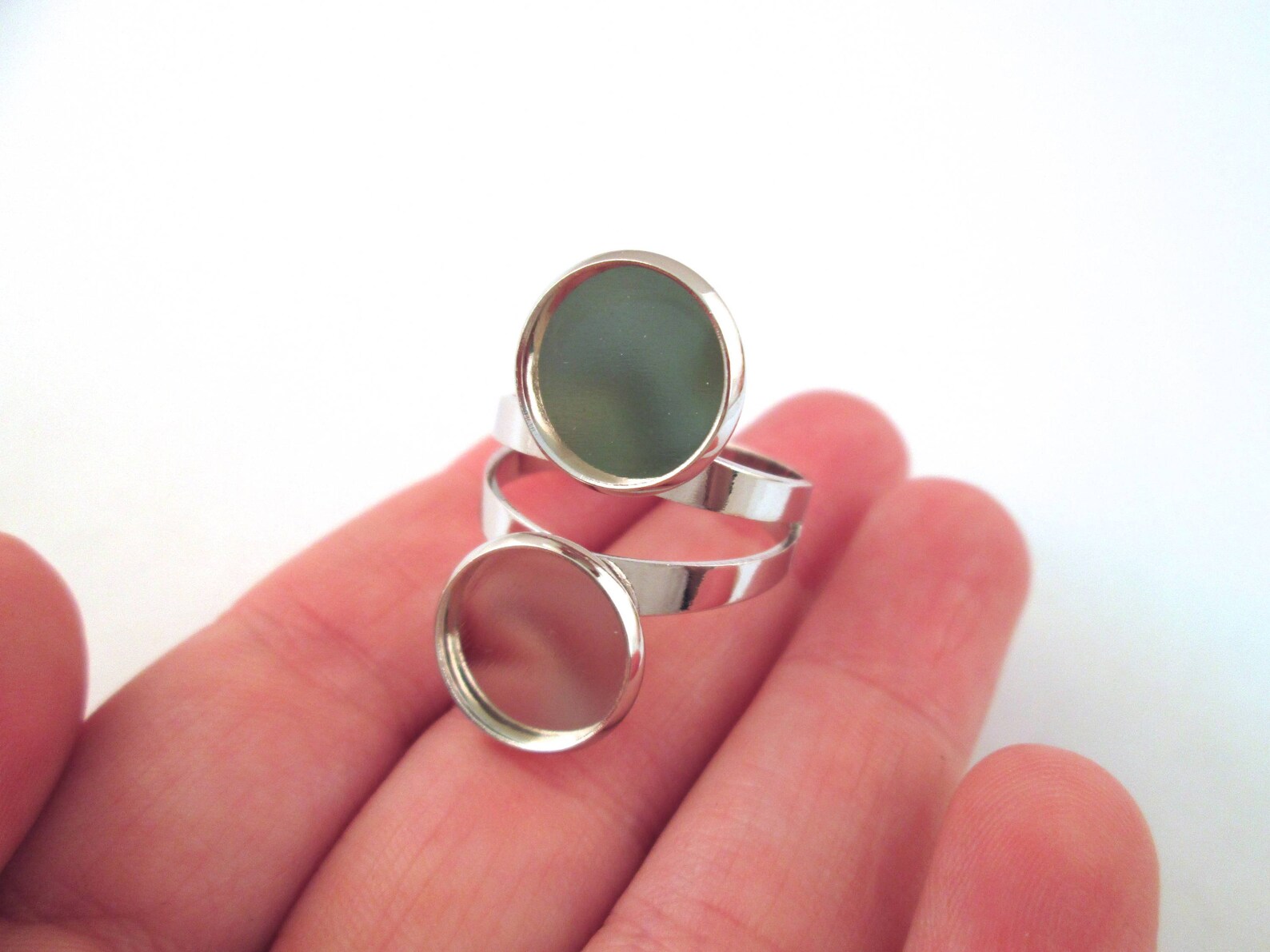 4pcs Silver Double Ring Base 12mm Bezel Tray Setting Etsy