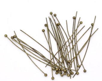 10pcs/500pcs Bronze Headpins - Ball Head Pins - Antique Bronze Head Pins - Ball Headpins Finding Jewelry Making Supply 40mm Wholesale