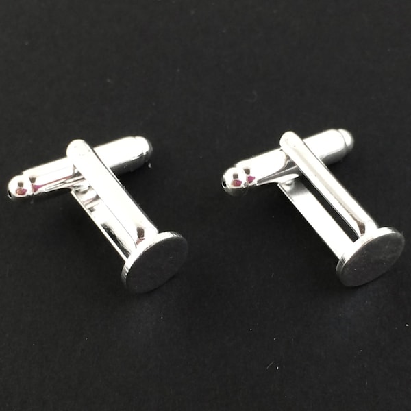 10pcs 8mm Wholesale Cufflink Blanks - Silver Cuff Link Base Glue Pad - Silver Plated DIY Cufflink Flat Pad Men Jewelry Supply