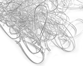20pcs/200pcs Wholesale Silver Kidney Ear Wire - Earring Hooks Silver - Oval Hoop Ear Finding Supplies - Nickel Free Hypoallergenic