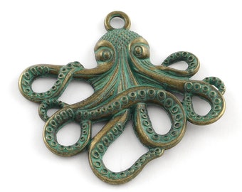 4pcs Antique Bronze Octopus Pendants - Large Octopus Charms - Ocean Charms - Ocean Pendants - Kraken Charms -Nautical Charm