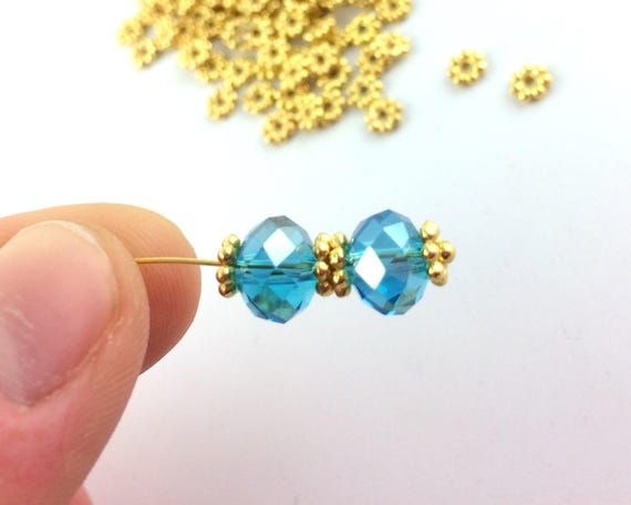 200Pcs 4mm Gold/Sliver Plated Tiny Daisy Metal Spacer Beads DIY Jewelry Findings 200Pcs 4mm Gold/Sliver Plated Tiny Daisy Metal Spacer Beads DIY Jewelry Findings