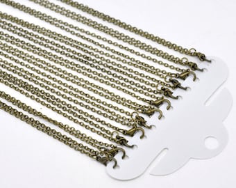 12pcs 18 Inch Antique Brass Necklace Chain - Necklace Wholesale Lot - 3mm x 2mm - Brass Necklace Findings - Bulk Necklace Chain Supplies