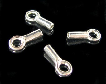 10pcs Silver Crimp Beads - Loop Tube Bead - End Tips - Feather Earring Finding Supplies - Silver Crimp End Cap - Silver Plated