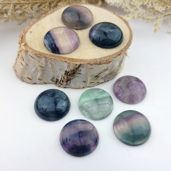 1pcs/4pcs Natural Fluorite Cabochons - 18mm Round Circle Half Dome - Rainbow Fluorite Gemstone Cabochons - Round Gemstone Crystal