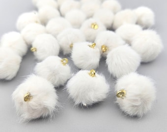 10pcs Fur Pom Pom Ball Pendant - Faux Fox Fur Fabric Pendant - Purse Bag Charms - Weird Unique Pendants - MoonLightSupplies