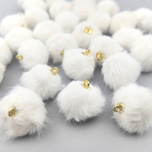 10pcs Fur Pom Pom Ball Pendant - Faux Fox Fur Fabric Pendant - Purse Bag Charms - Weird Unique Pendants - MoonLightSupplies