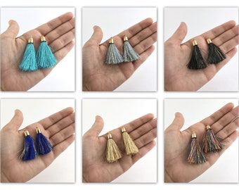 4pcs Wholesale DIY Jewelry Tassel Supplies - Small Short Gold Cap Soft Textile Cotton Fiber Fringe Boho Craft Gift For Her
