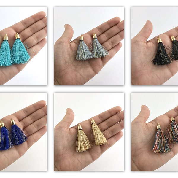 4pcs Wholesale DIY Jewelry Tassel Supplies - Small Short Gold Cap Soft Textile Cotton Fiber Fringe Boho Craft Gift For Her