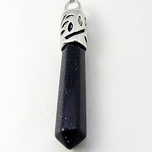 1pcs/4pcs Blue Goldstone Bullet Pendant - Glitter Crystal Point Gemstone -  Blue Goldstone Beads - Stone Pendant Natural Smooth Sparkling