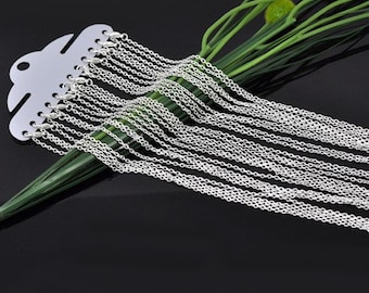 12pcs 30 inch Silver Necklace Chains - Silver Plated Chain Necklace - 3mm x 2mm Lobster Clasp Jewelry Findings - Bulk Lot Findings Chain