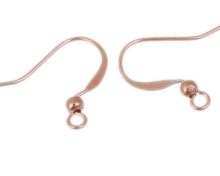 50pcs Wholesale Rose Gold Earring Hooks Rose Gold Ear Wire French Ball Fish  Hook Bulk Lot Nickel Free Simple Flat Side Earwire Supplies -  New  Zealand