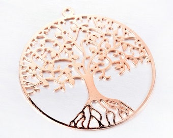 Rose Gold Family Tree of Life Charm Pendant - Etsy