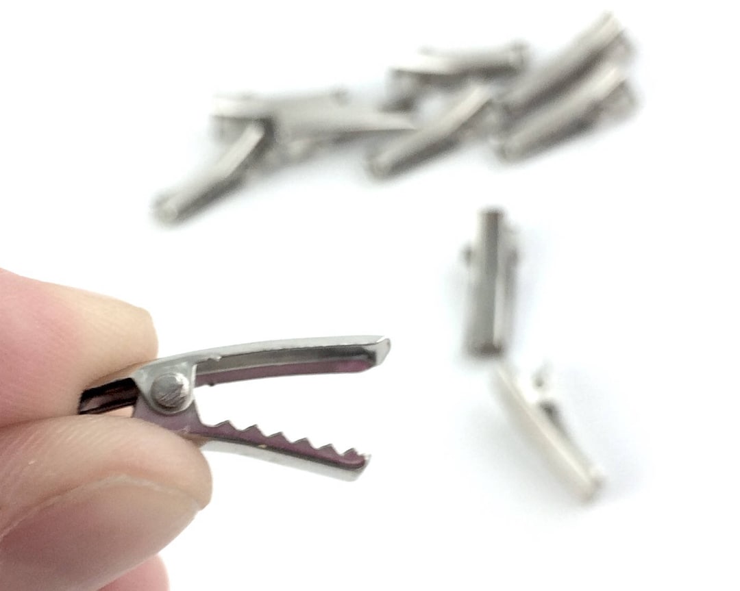 10pcs Small 20mm Alligator Hair Clips Single Prong Silver Teeth DIY Hair Bow Supply Craft Blank