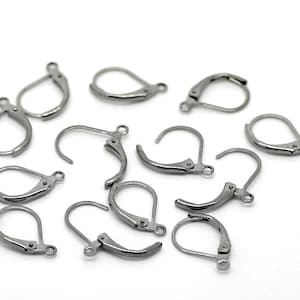 10pcs/60pcs Gunmetal Leverback Earring Hooks - Lever Back Ear Wires - Metal Earring Supplies Findings