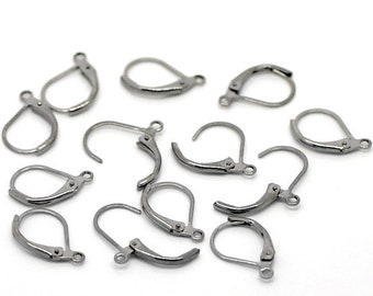 10pcs/60pcs Gunmetal Leverback Earring Hooks - Lever Back Ear Wires - Metal Earring Supplies Findings