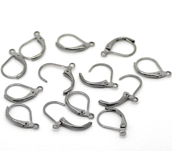 10pcs/60pcs Gunmetal Leverback Earring Hooks Lever Back Ear Wires