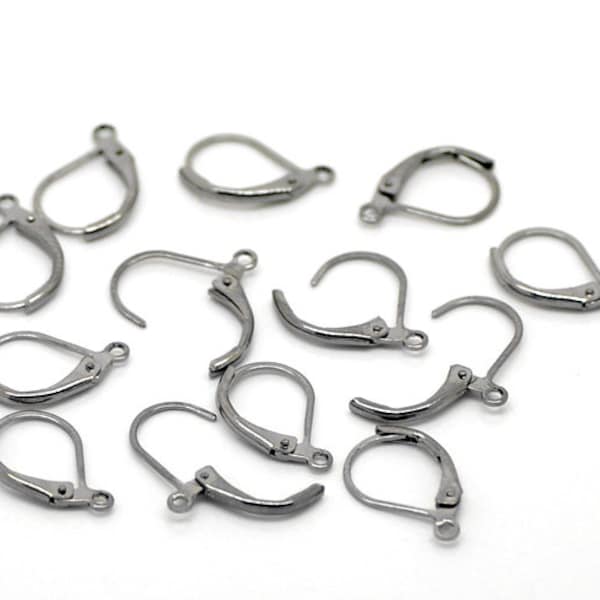 10pcs/60pcs Gunmetal Leverback Earring Hooks - Lever Back Ear Wires - Metal Earring Supplies Findings