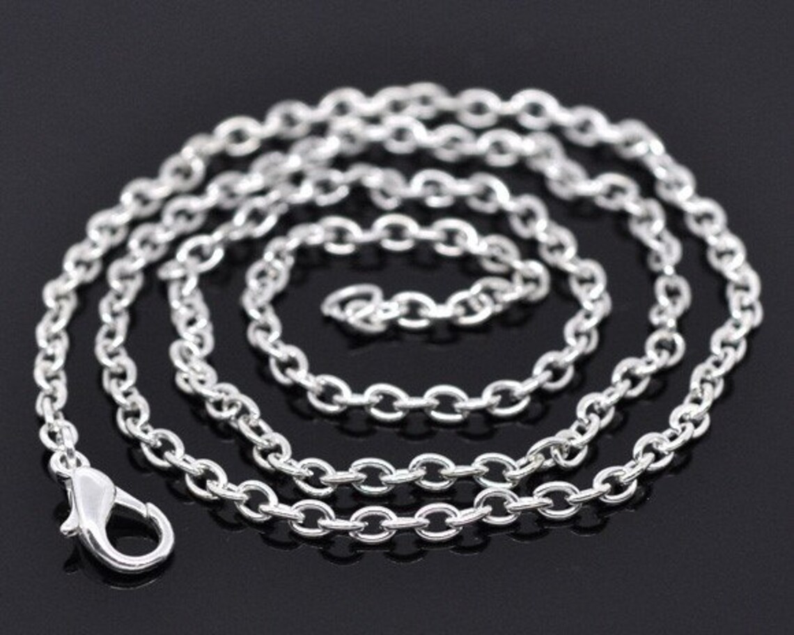 12pcs 18 Inch Silver Necklace Chains Silver Plated Chain Etsy