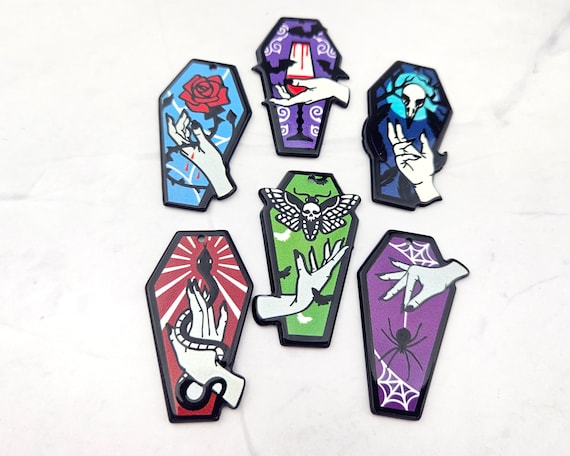 4pcs Acrylic Coffin Charms: Spooky Witchy Pendants