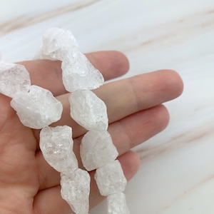 4pcs/25pcs Clear Quartz Nugget Beads - Natural Quartz Bead Strand - Centered Drilled Gemstone Beads - Quartz Crystal