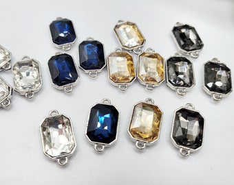 4pcs Glass Rectangle Connectors - Geometric Connector - Rectangle Pendant