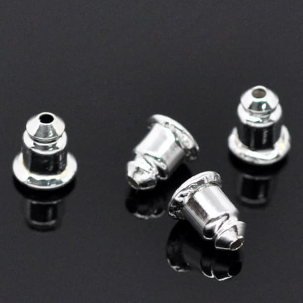 10pcs/300pcs Wholesale Earring Backs - Metal Earring Backs - Silver Barrel Nut Bullet Stoppers Bulk Silver Metal Ear Backs Ear Nut