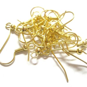 270 stuks groothandel gouden oorbelhaken vergulde oordraden Franse haken oorbelcomponent bevindingen gouden oorhaak bulklot oorhaakje afbeelding 1
