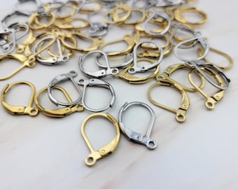 10pcs Stainless Steel Leverback Earring Hooks - Silver Gold Leverback Ear Wire - Leverback Hooks - Ear Findings - Earring Supplies