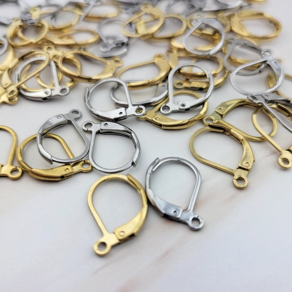 10pcs Stainless Steel Leverback Earring Hooks - Silver Gold Leverback Ear Wire - Leverback Hooks - Ear Findings - Earring Supplies