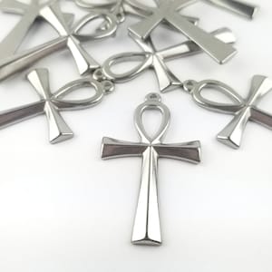 2 stuks zilveren hanger met ankh: roestvrijstalen Egyptische bedel