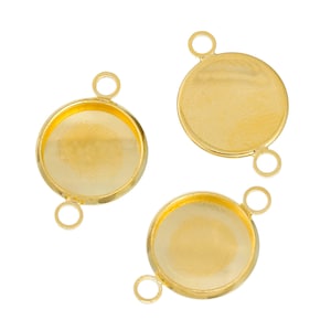 10pcs Gold 12mm Connector - Wholesale Gold Connector Pendant Setting Bezel Tray Bracelet Blank Fit 12mm - DIY Bracelet Photo Pads