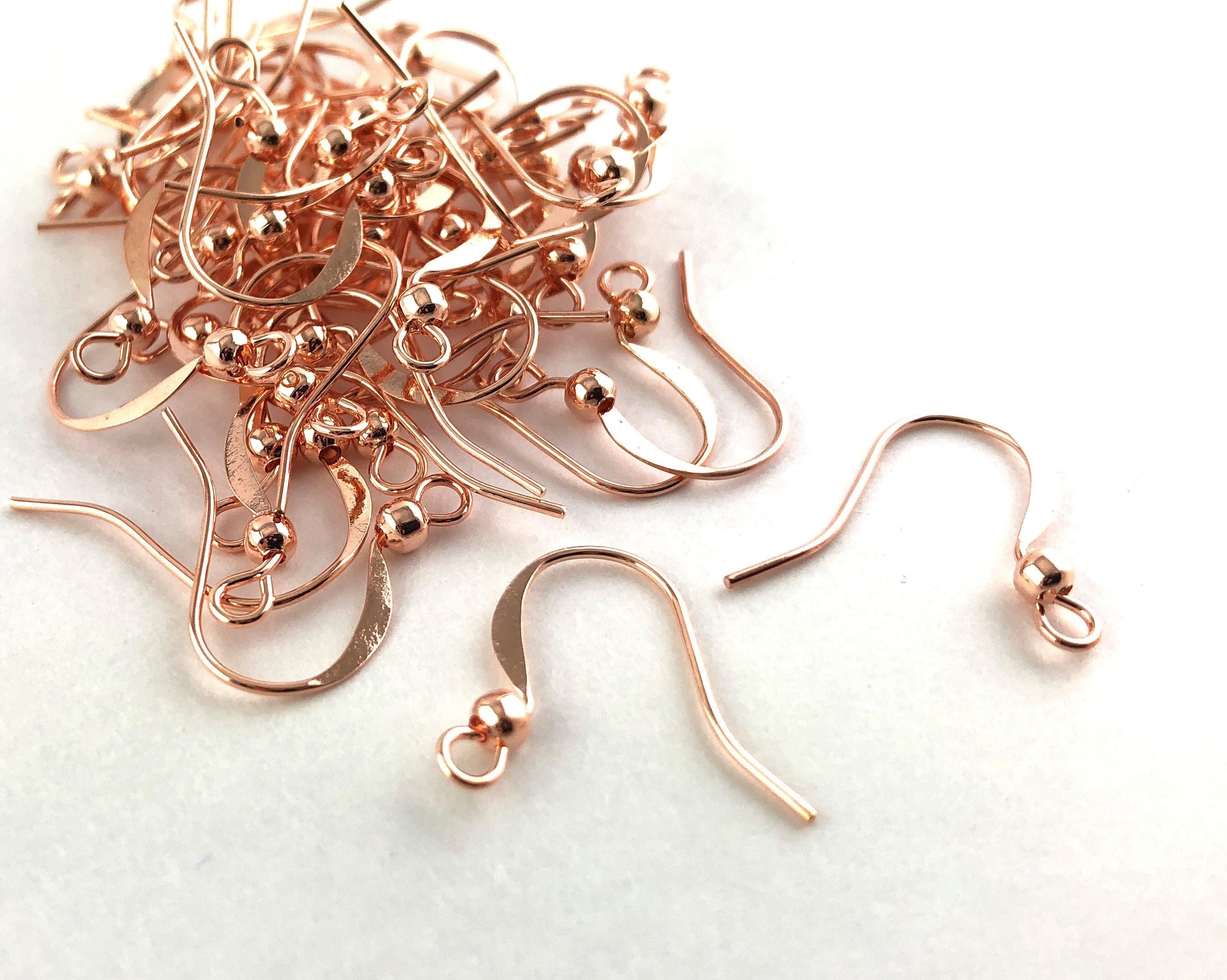 50pcs Wholesale Rose Gold Earring Hooks Rose Gold Ear Wire French