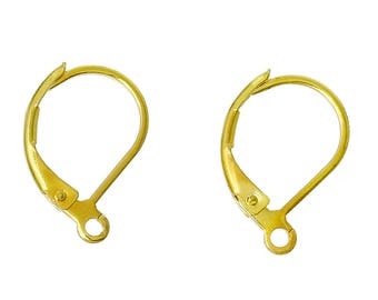 50pcs Wholesale Gold Leverback Earring Hooks - Ear Wire Loops Jewelry Findings - Fast USA Shipping Nickel Free Hypoallergenic