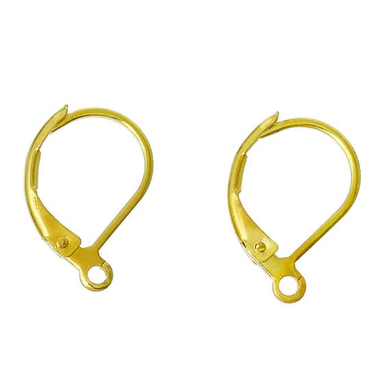 50pcs Wholesale Gold Leverback Earring Hooks Ear Wire Loops