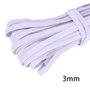 3mm White Flat Elastic Band: 5 Yards, DIY Sewing Supplies