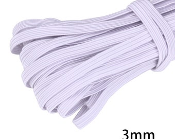 3mm White Flat Elastic Band: 5 Yards, DIY Sewing Supplies