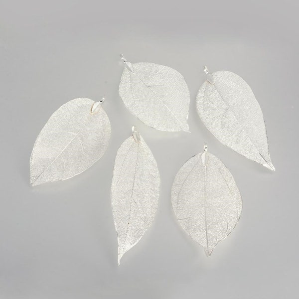 1pcs/4pcs Silver Dipped Real Leaf Pendants - Leaf Charms - Nature Pendants - Silver Pendants - Large Leaf Pendants