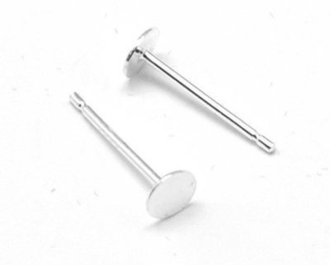 2pcs/20pcs Wholesale 925 Sterling Silver Stud Earring Posts 5mm Flat Pad Silver Earring Stud